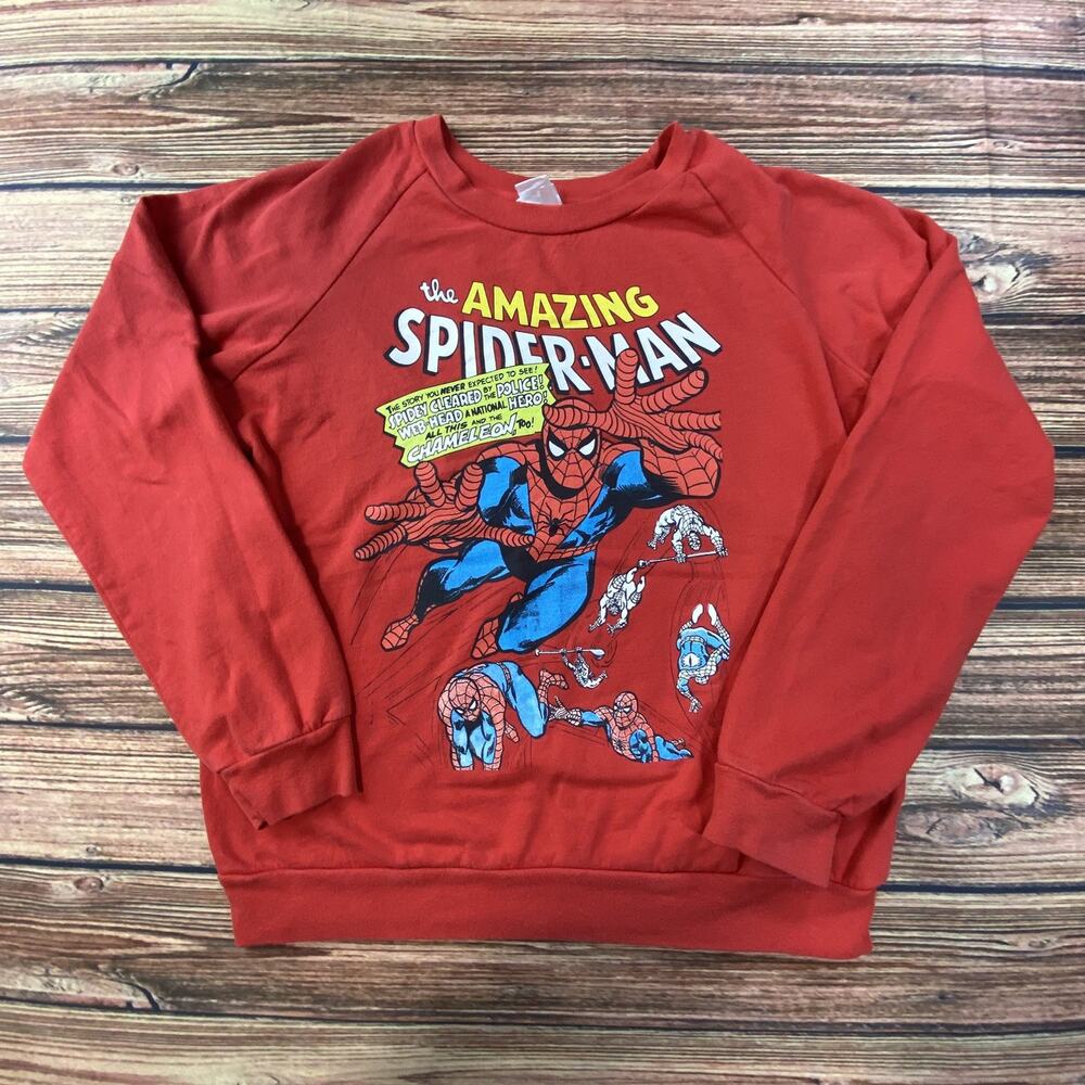 Marvel The Amazing Spider-Man Red Comic Book Cover Sweatshirt Women's Medium